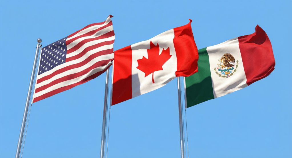 banderas de los paises del T-MEC de América del Norte